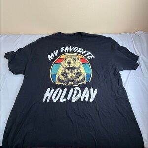 Gildan Black T-Shirt with and Groundhog Design